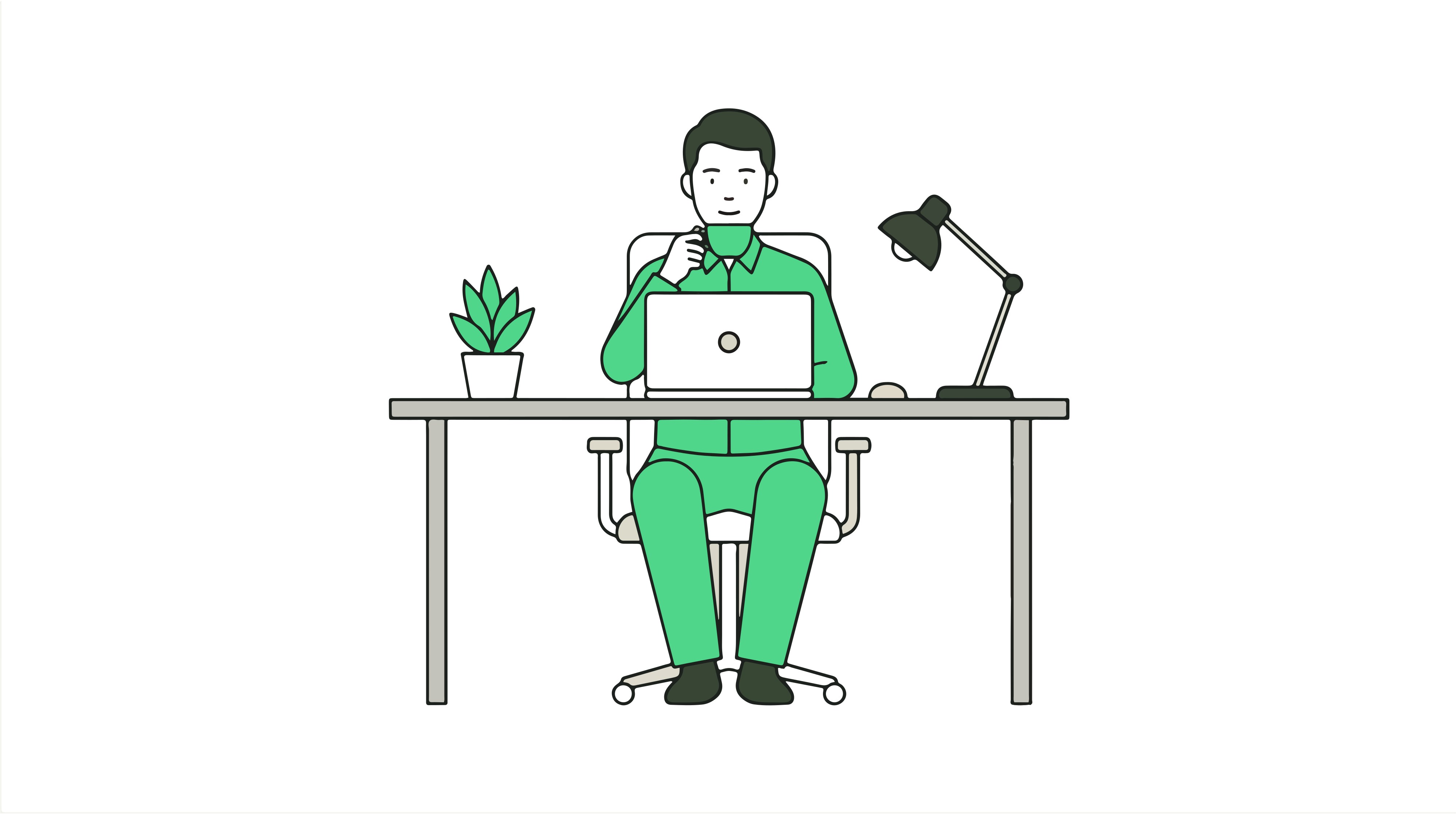 A person sitting on a chair while working on their computer