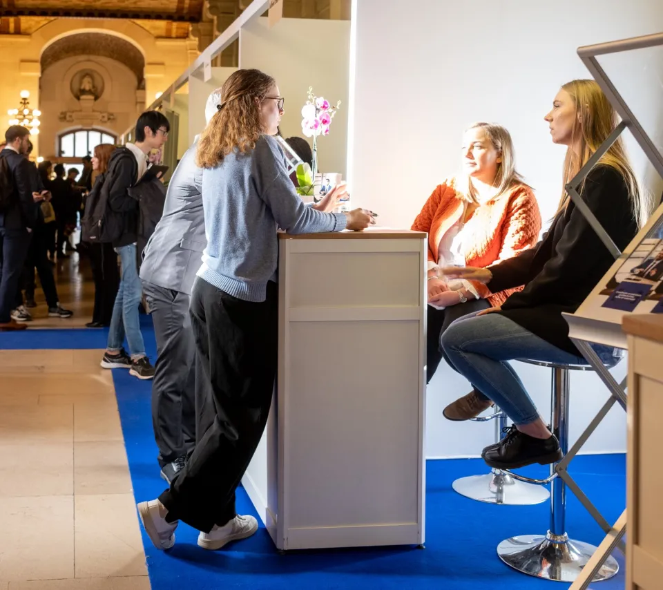 a student talking to student representatives 